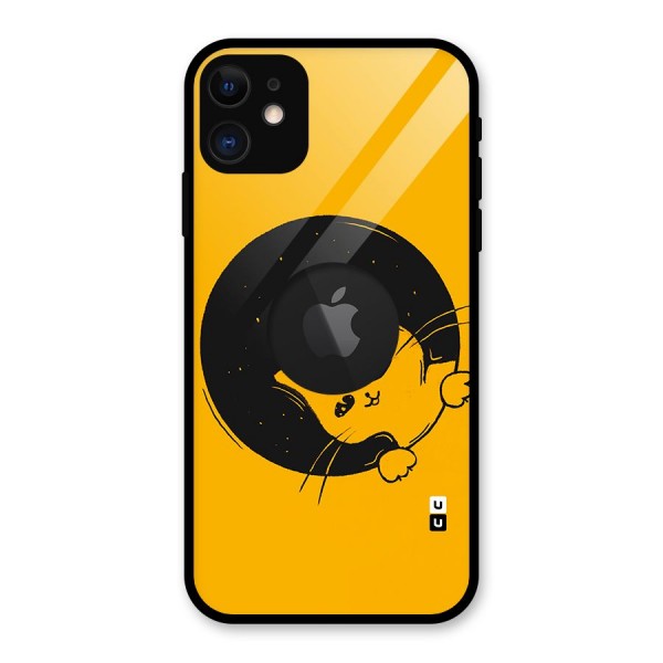 Space Cat Glass Back Case for iPhone 11 Logo Cut