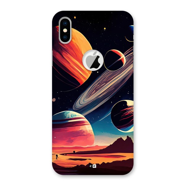 Space Planets Back Case for iPhone XS Logo Cut