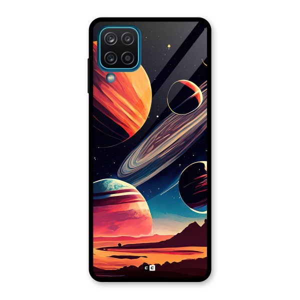 Space Planets Glass Back Case for Galaxy A12