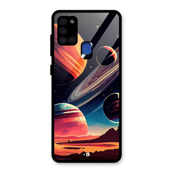 Space Planets Glass Back Case for Galaxy A21s