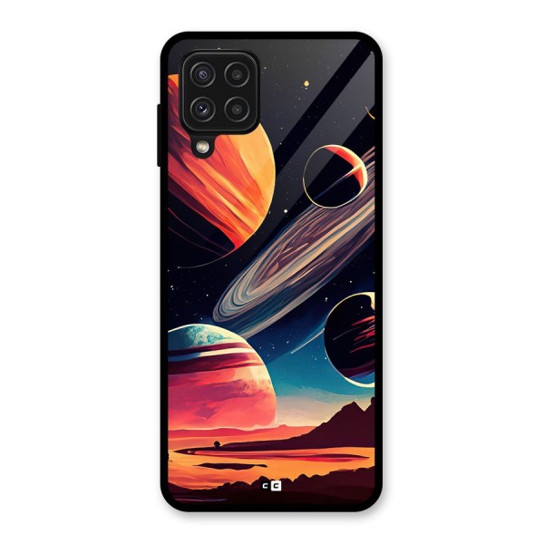 Space Planets Glass Back Case for Galaxy A22 4G