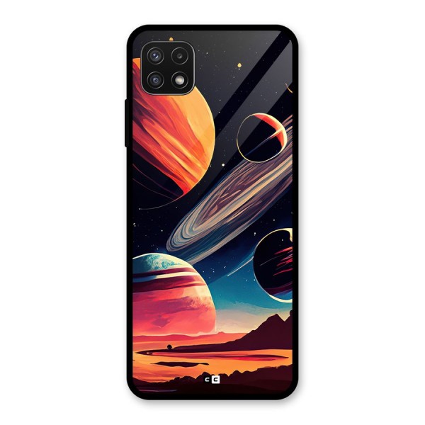 Space Planets Glass Back Case for Galaxy A22 5G