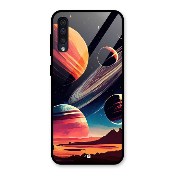 Space Planets Glass Back Case for Galaxy A50