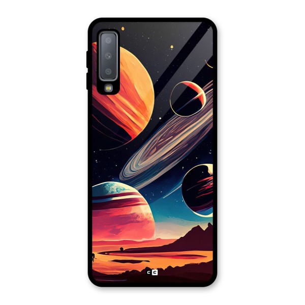 Space Planets Glass Back Case for Galaxy A7 (2018)