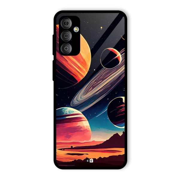 Space Planets Glass Back Case for Galaxy F23