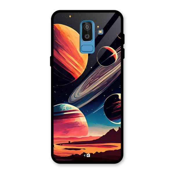 Space Planets Glass Back Case for Galaxy J8