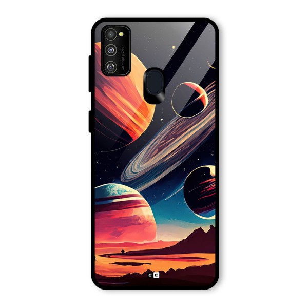 Space Planets Glass Back Case for Galaxy M21