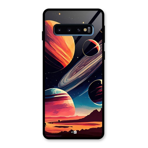 Space Planets Glass Back Case for Galaxy S10