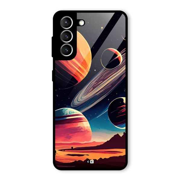 Space Planets Glass Back Case for Galaxy S21 5G