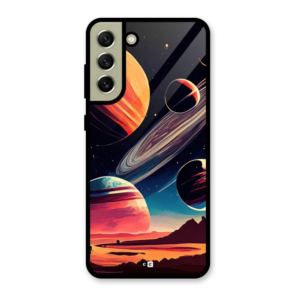 Space Planets Glass Back Case for Galaxy S21 FE 5G