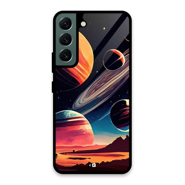 Space Planets Glass Back Case for Galaxy S22 5G