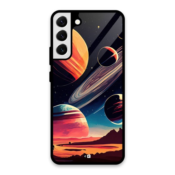 Space Planets Glass Back Case for Galaxy S22 Plus 5G