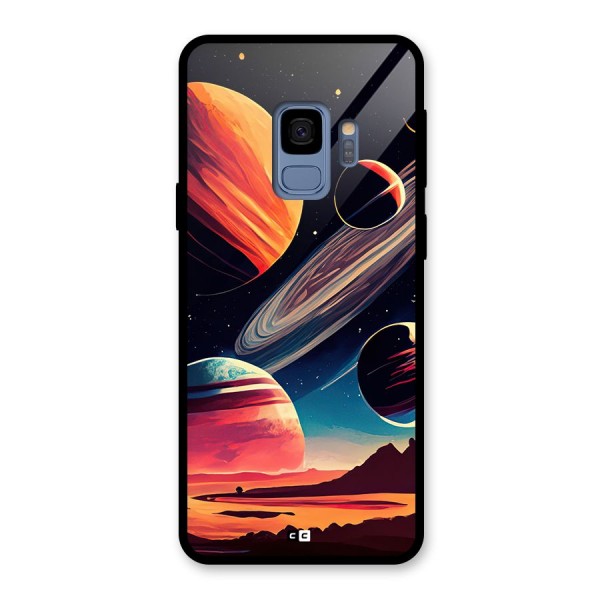 Space Planets Glass Back Case for Galaxy S9