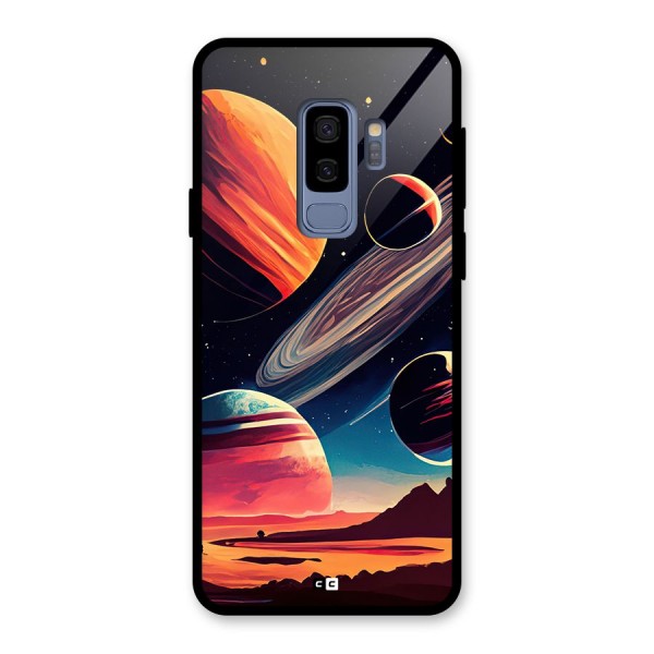 Space Planets Glass Back Case for Galaxy S9 Plus