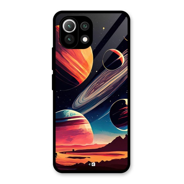 Space Planets Glass Back Case for Mi 11 Lite