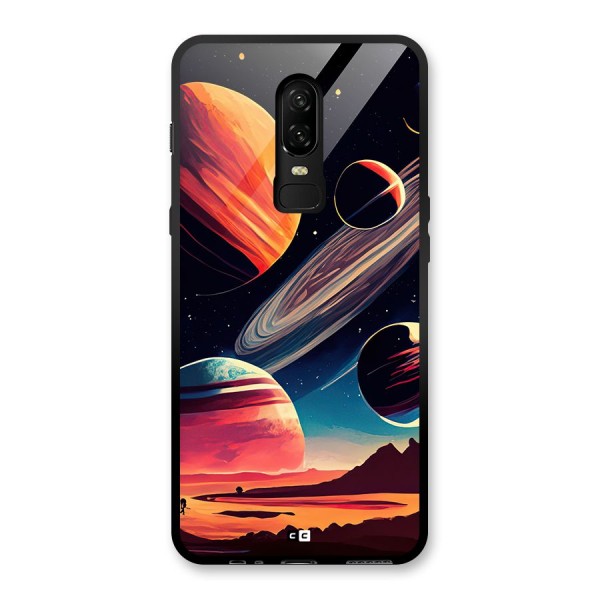 Space Planets Glass Back Case for OnePlus 6