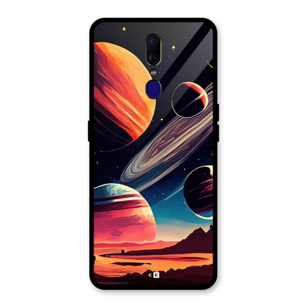 Space Planets Glass Back Case for Oppo F11