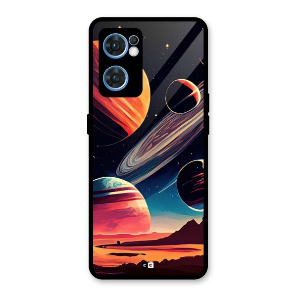 Space Planets Glass Back Case for Oppo Reno7 5G