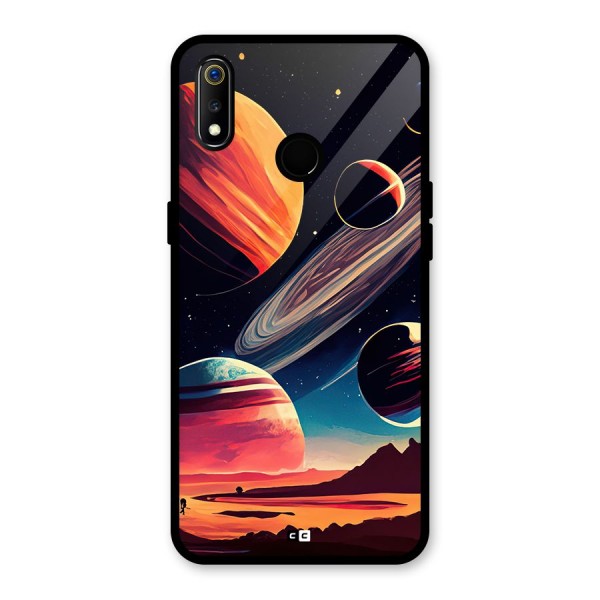 Space Planets Glass Back Case for Realme 3