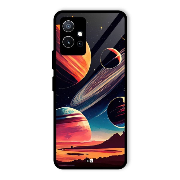 Space Planets Glass Back Case for Vivo T1 5G