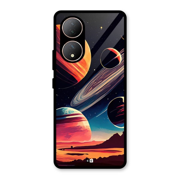 Space Planets Glass Back Case for Vivo T2