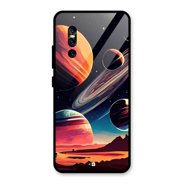 Space Planets Glass Back Case for Vivo V15 Pro