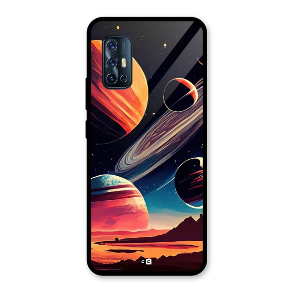 Space Planets Glass Back Case for Vivo V17