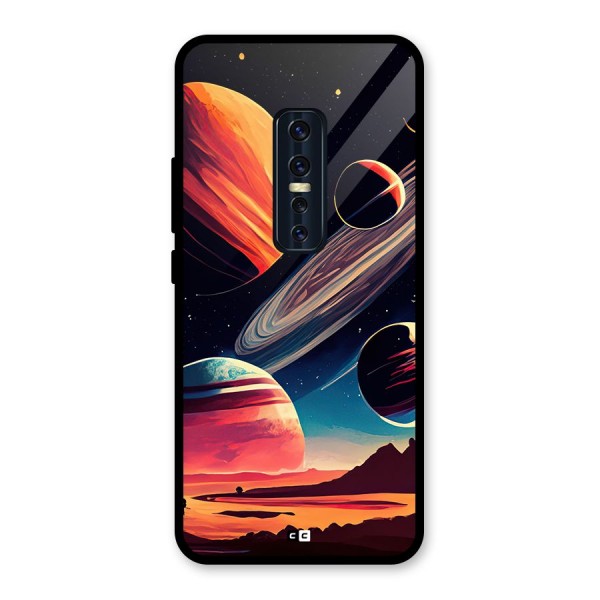 Space Planets Glass Back Case for Vivo V17 Pro