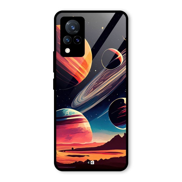 Space Planets Glass Back Case for Vivo V21 5G