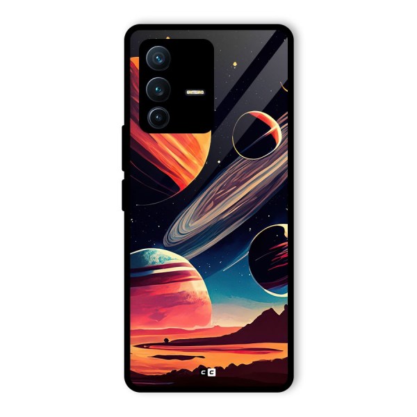 Space Planets Glass Back Case for Vivo V23 Pro