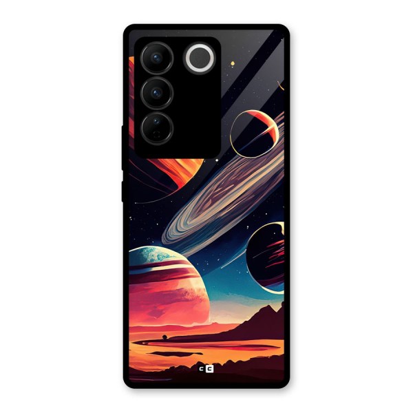 Space Planets Glass Back Case for Vivo V27