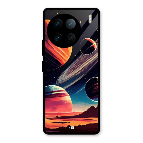 Space Planets Glass Back Case for Vivo X90 Pro