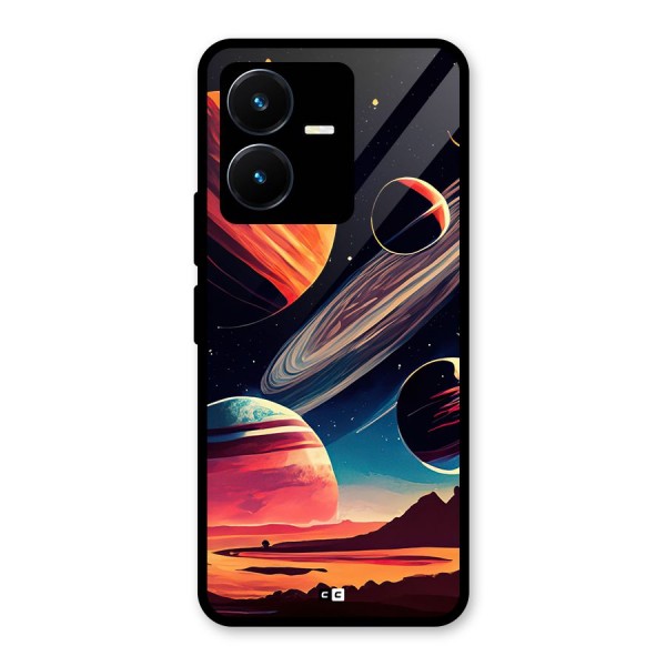 Space Planets Glass Back Case for Vivo Y22