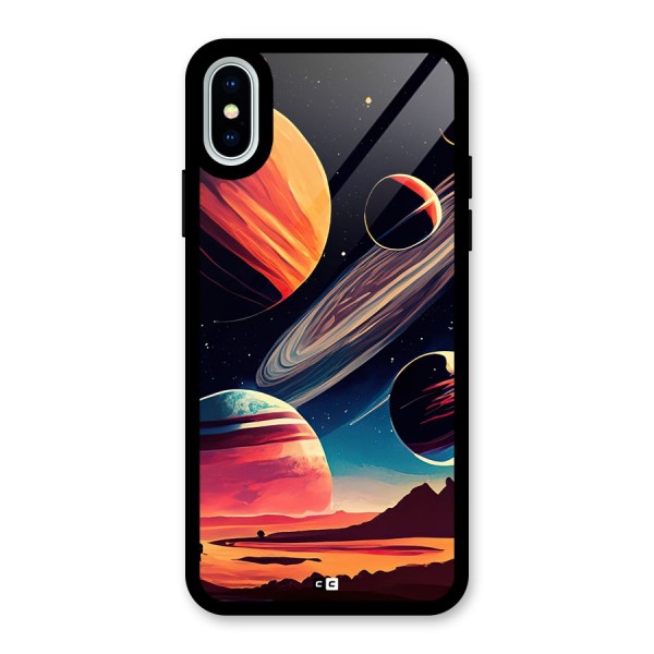 Space Planets Glass Back Case for iPhone X