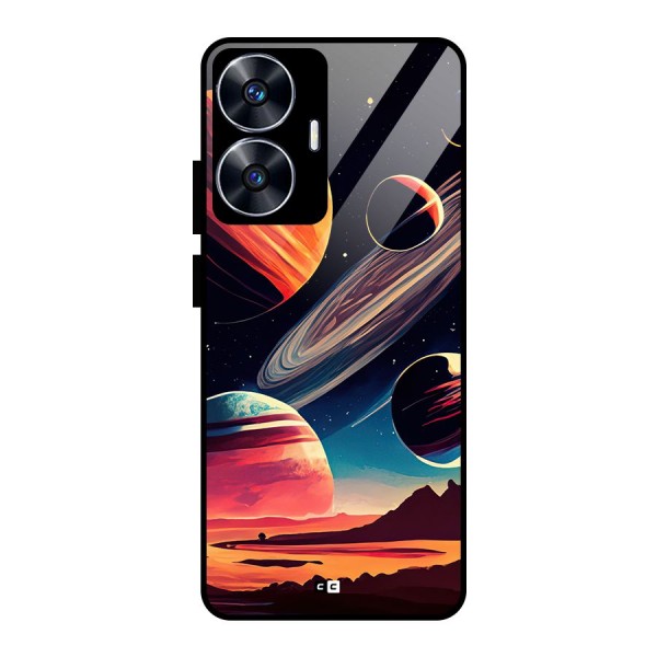 Space Planets Glass Back Case for realme C55