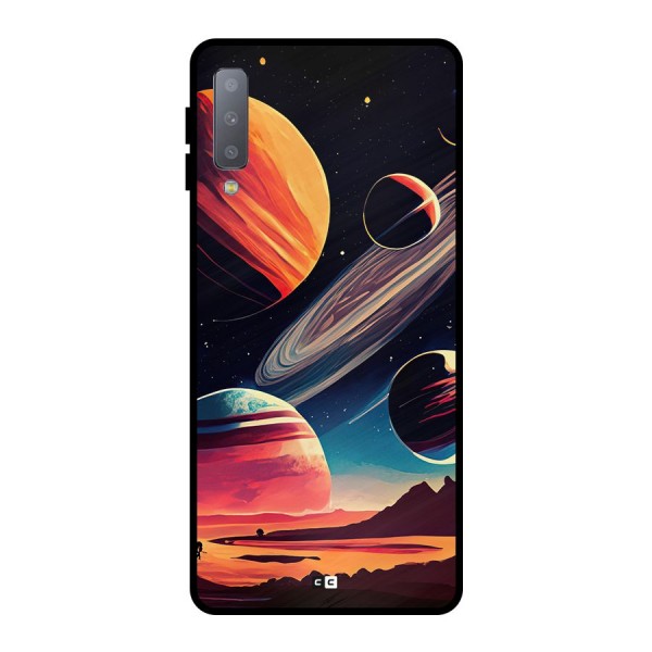 Space Planets Metal Back Case for Galaxy A7 (2018)