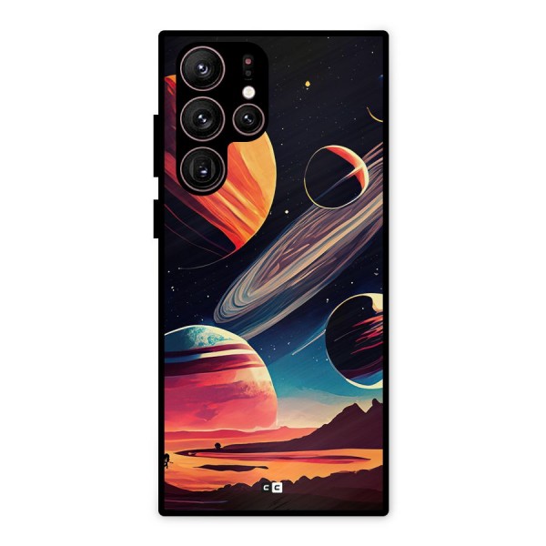 Space Planets Metal Back Case for Galaxy S22 Ultra 5G