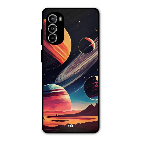 Space Planets Metal Back Case for Moto G52