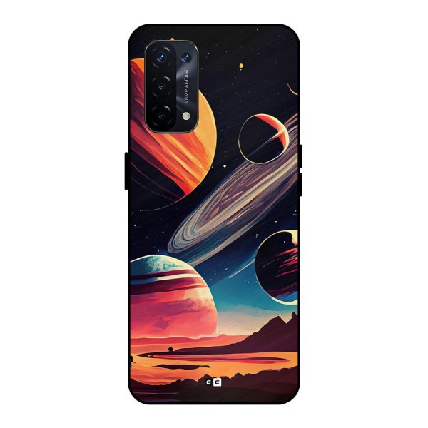 Space Planets Metal Back Case for Oppo A74 5G