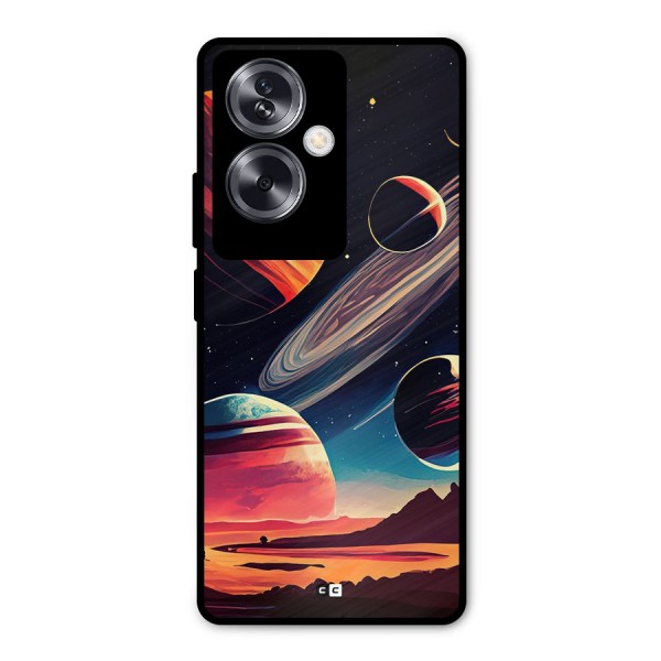 Space Planets Metal Back Case for Oppo A79 5G