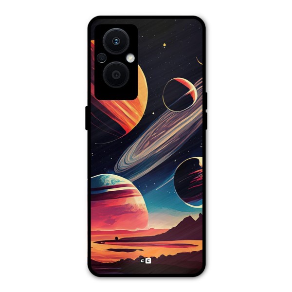 Space Planets Metal Back Case for Oppo F21 Pro 5G