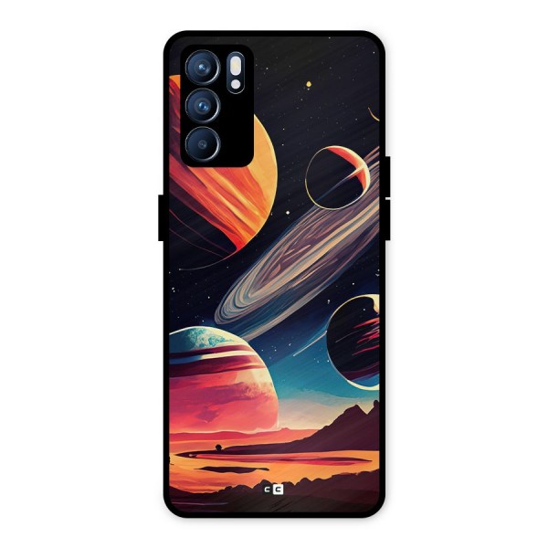 Space Planets Metal Back Case for Oppo Reno6 5G