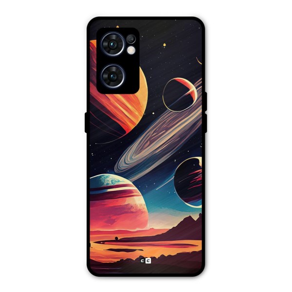 Space Planets Metal Back Case for Oppo Reno7 5G