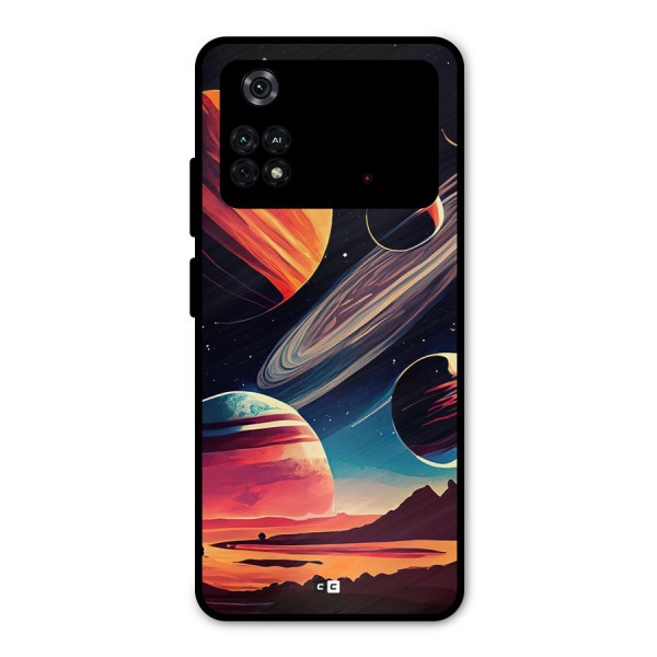 Space Planets Metal Back Case for Poco M4 Pro 4G