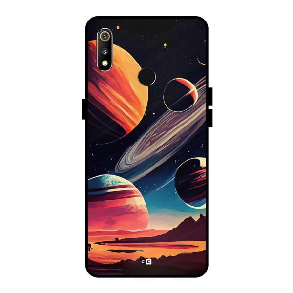 Space Planets Metal Back Case for Realme 3