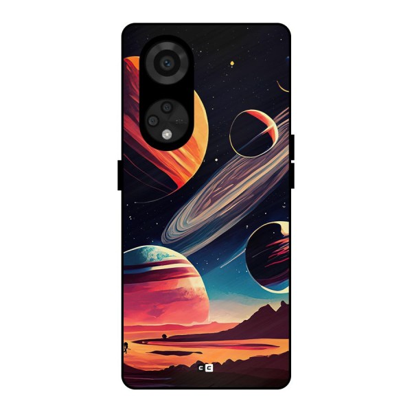 Space Planets Metal Back Case for Reno8 T 5G