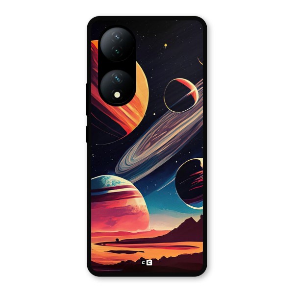 Space Planets Metal Back Case for Vivo T2