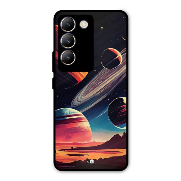 Space Planets Metal Back Case for Vivo T3 5G