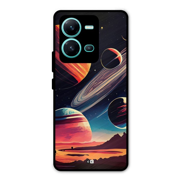 Space Planets Metal Back Case for Vivo V25