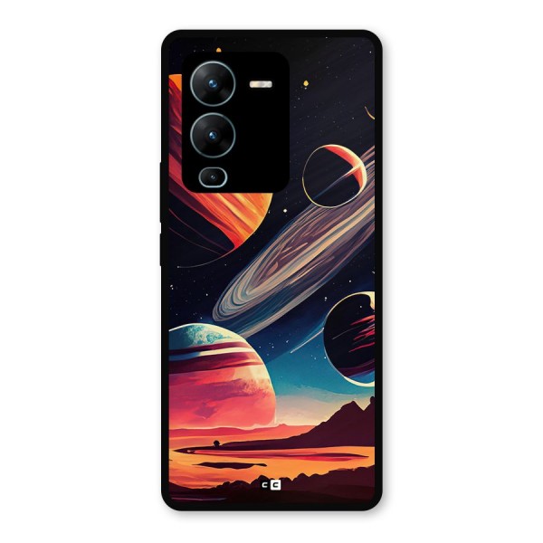 Space Planets Metal Back Case for Vivo V25 Pro